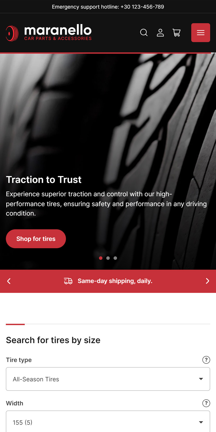 Mobile screenshot of Maranello Shopify theme