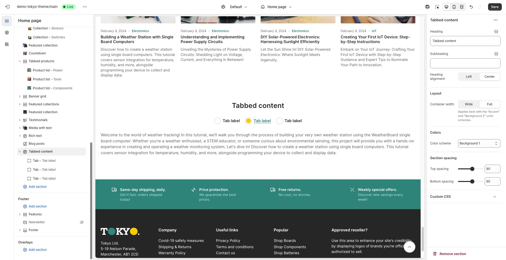 Tokyo Tabbed content section - Truly Fine Pixels